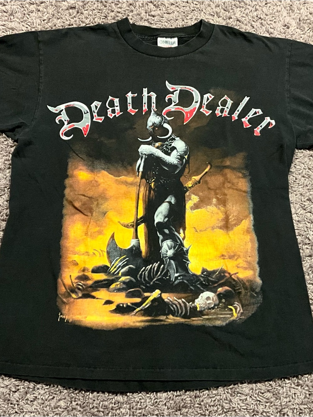 Vintage Single Stitch Death Dealer Frank Frazetta Comic Art Print Shirt Sz Large